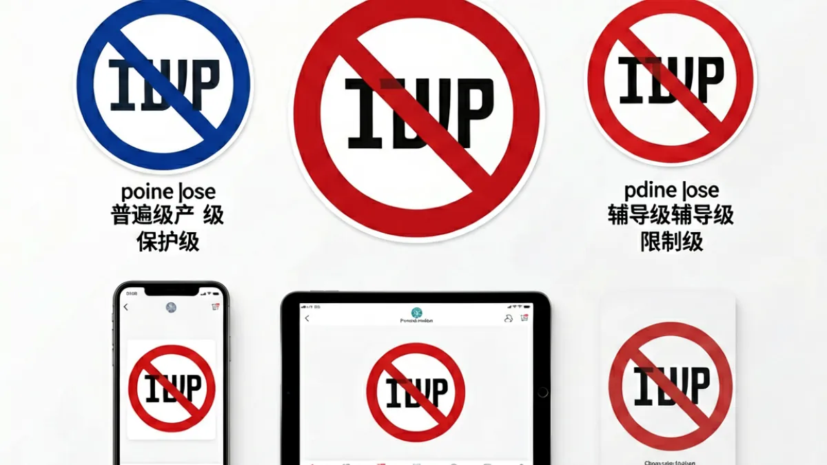 台湾出版品分级制度说明示意图，展示限制级（18禁）标志规范与数字平台展示要求
